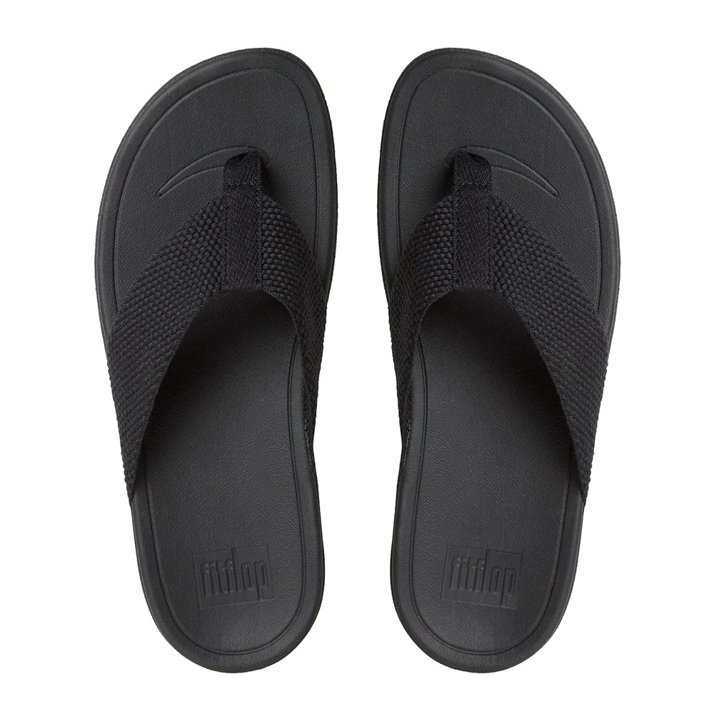 Fitflop Womens Sandals Black - Surfa Toe-post - RW5349172